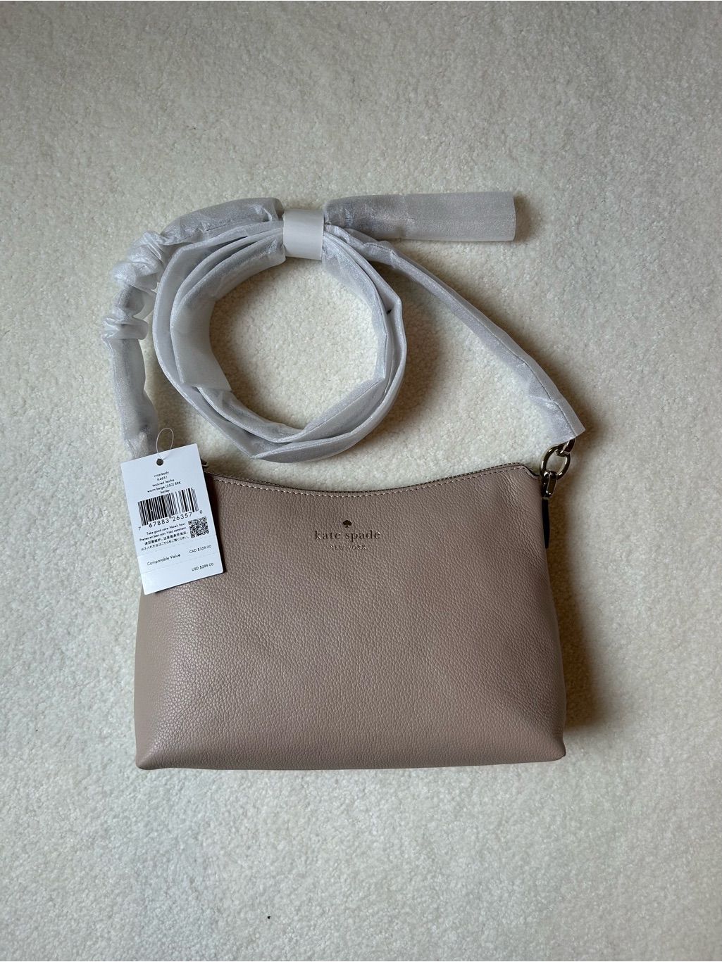 Kate Spade Pebbled Leather Crossbody In Taupe Beige